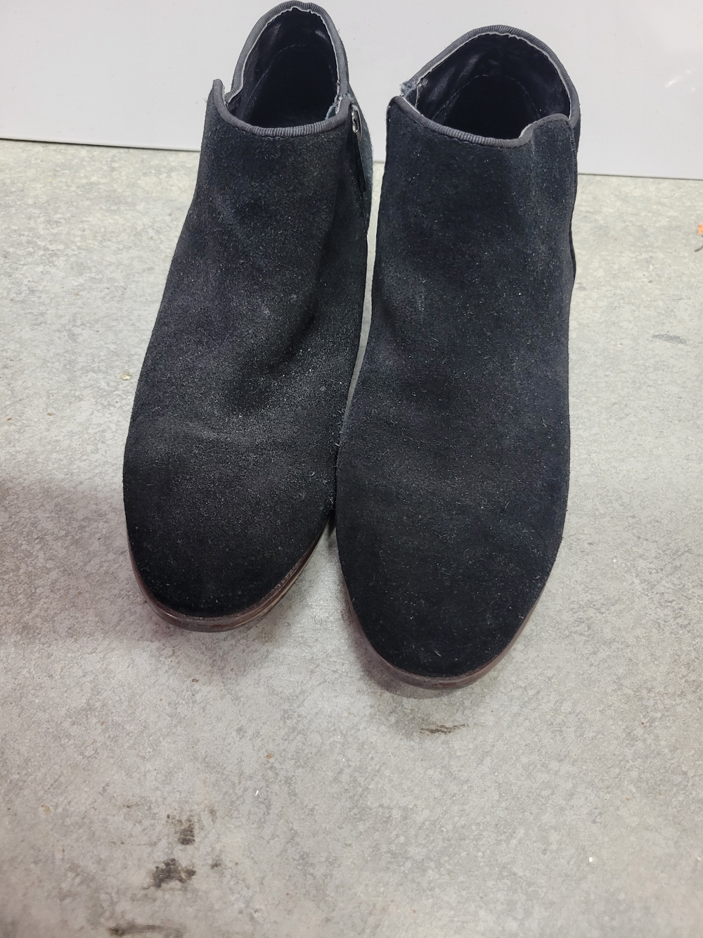 Womens Black Suede Slip-On Ankle Boots